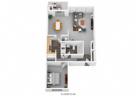 Floor plan for 1 bed, 1 bath, 847 sqft